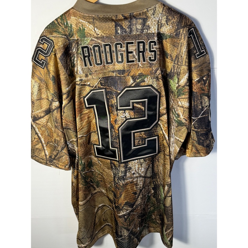 Reebok NFL Green Bay Packers Aaron Rodgers 12 Camo Jersey Realtree XL NWT - Picture 1 of 7